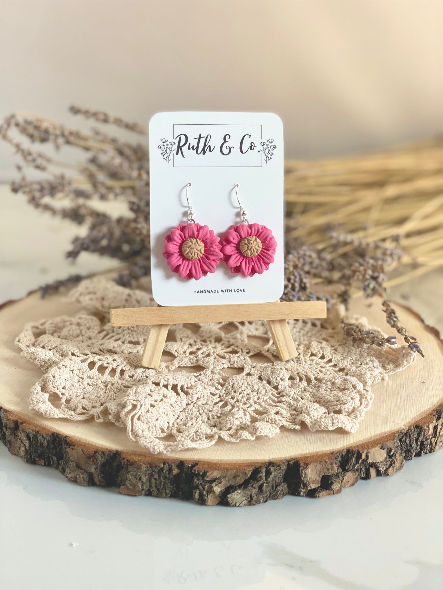 Pink Farmhouse Daisy Earrings