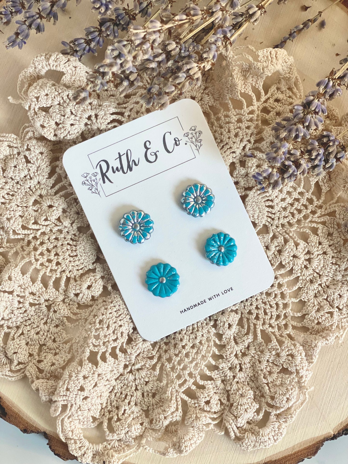 Turquoise Concho Stud Earrings