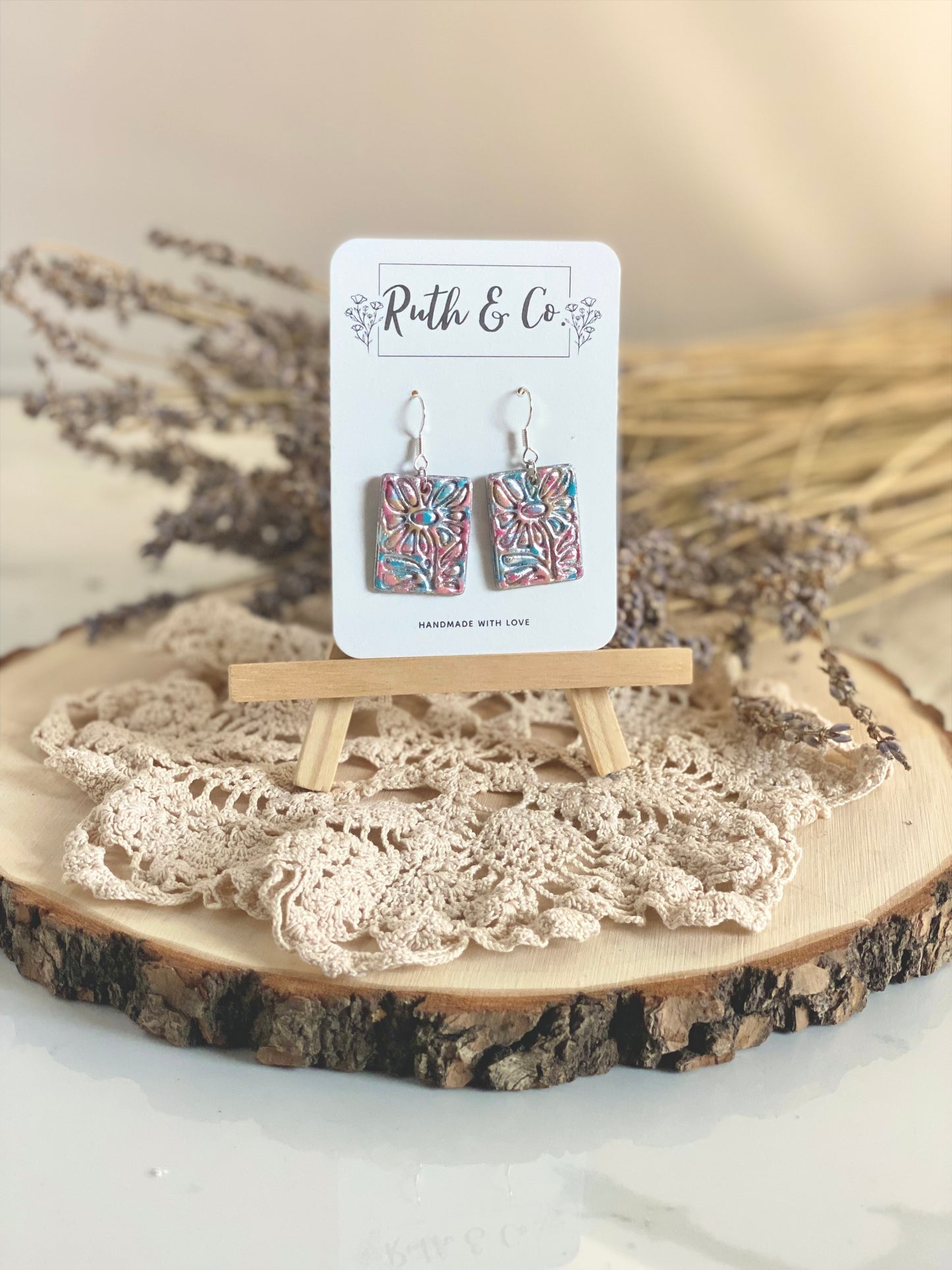 Embossed Floral Statement Earrings