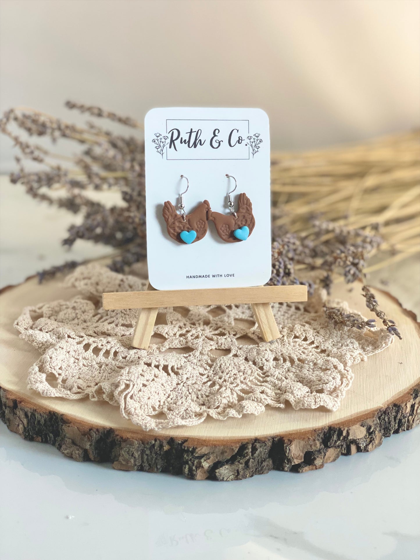 Farmhouse Chicken Heart Earrings