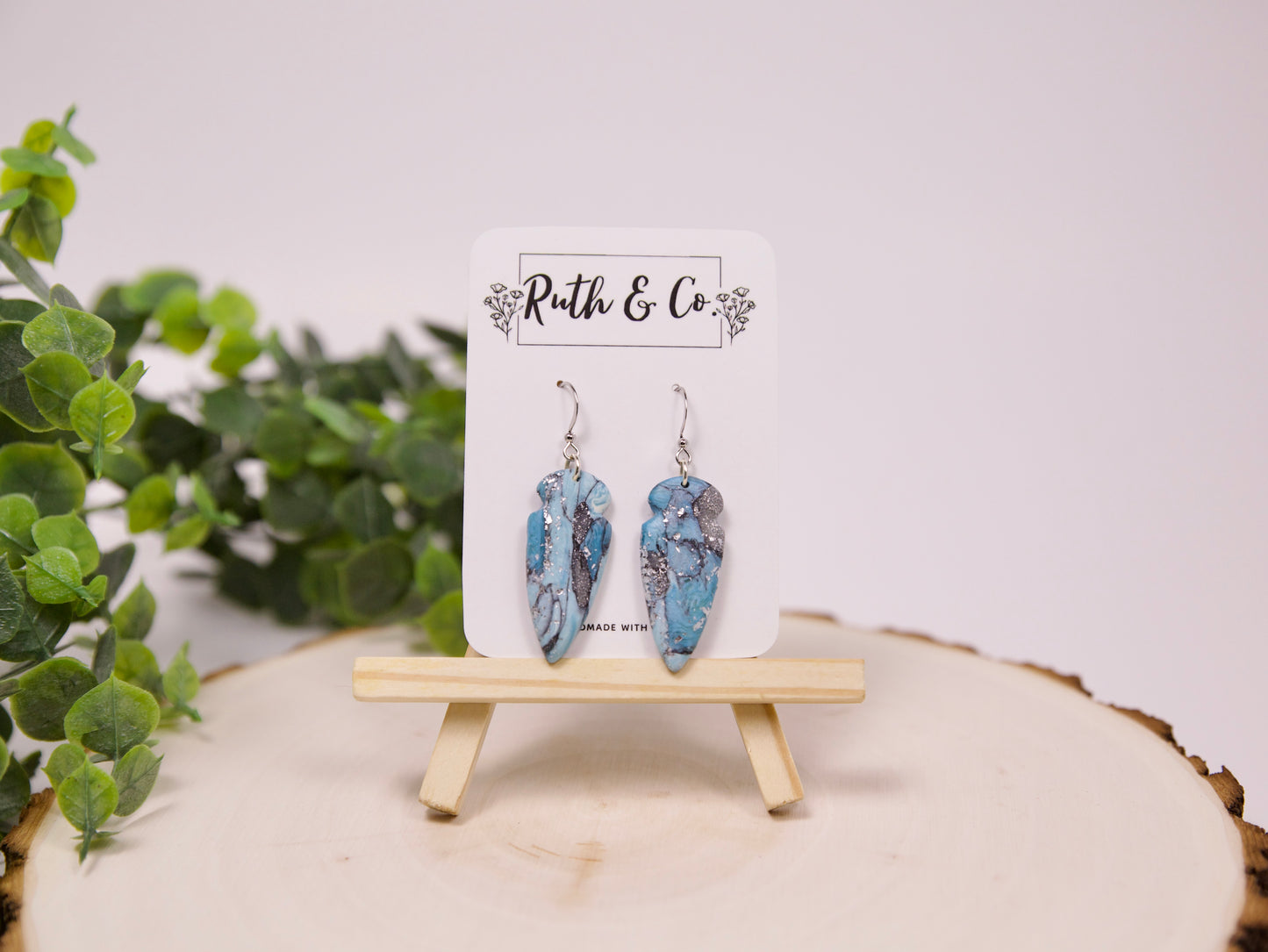 Turquoise Boho Polymer Clay Arrowhead Earrings