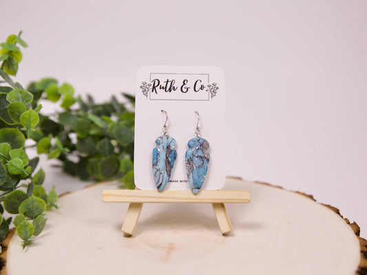 Turquoise Boho Polymer Clay Arrowhead Earrings