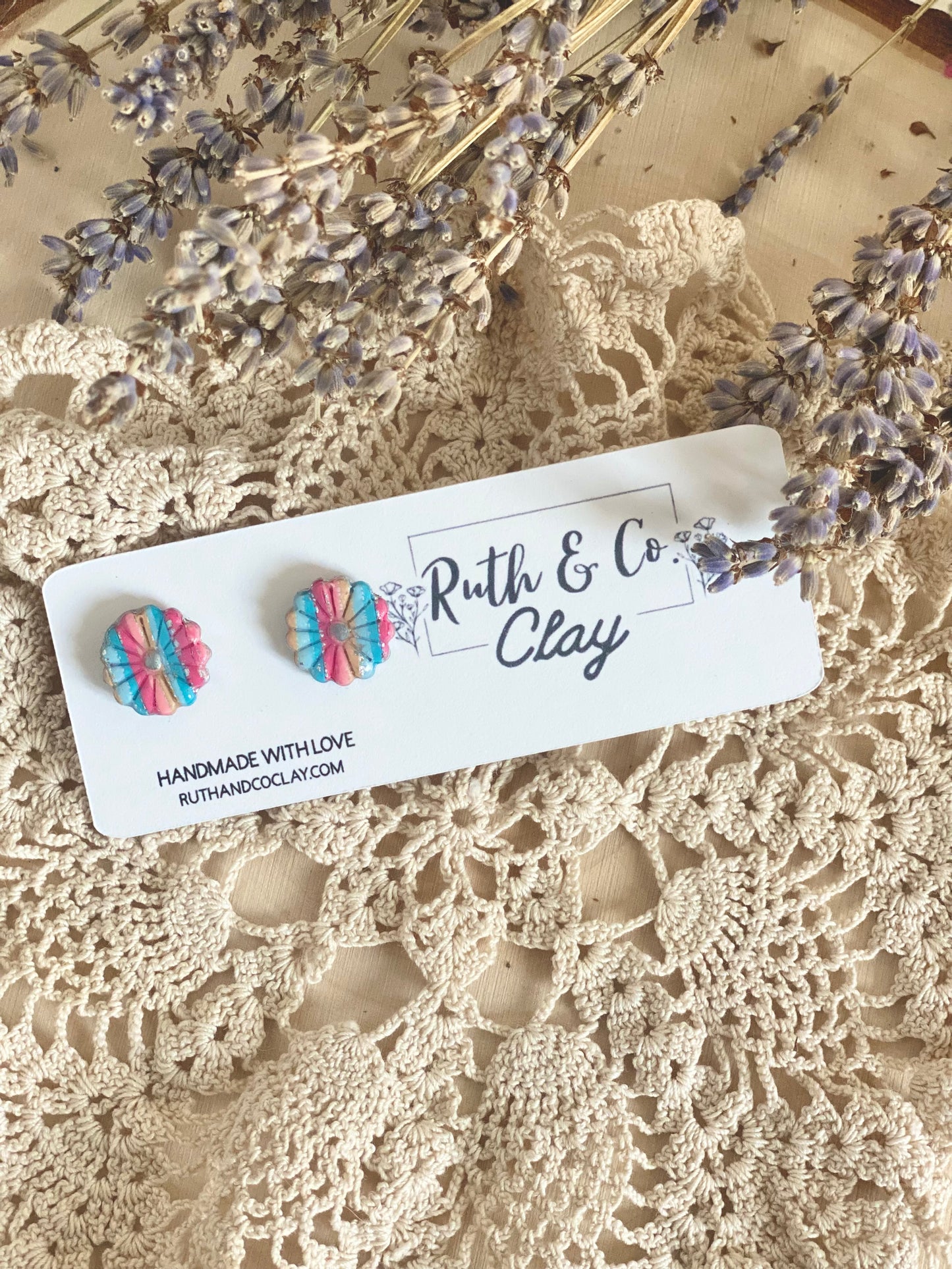 Colorful Aztec Concho Stud Earrings