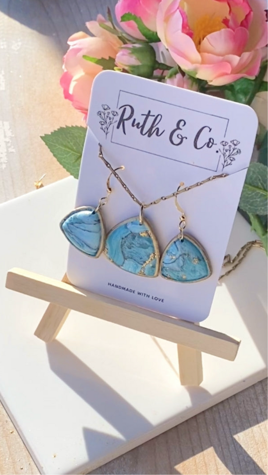 “Faux Turquoise Tides” – Handmade Lightweight Polymer Clay Earrings