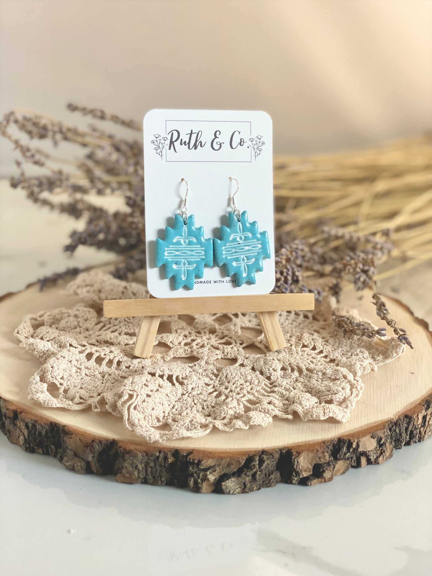 Turquoise Tooled Western Statement Earrings