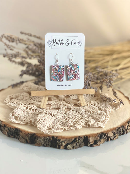 Embossed Floral Statement Earrings