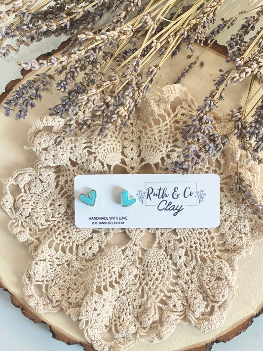 Turquoise Heart Stud Earrings