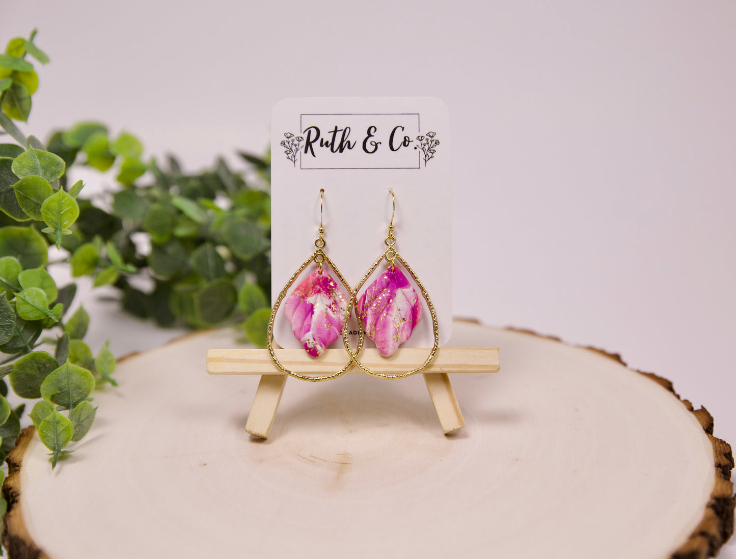 Gold, Swirl, & Shimmer Polymer Clay EArrings