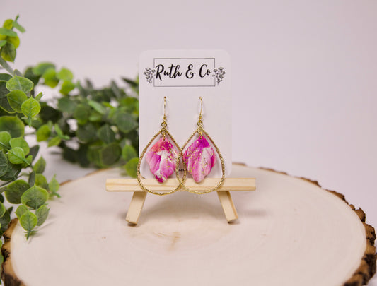 Gold, Swirl, & Shimmer Polymer Clay EArrings