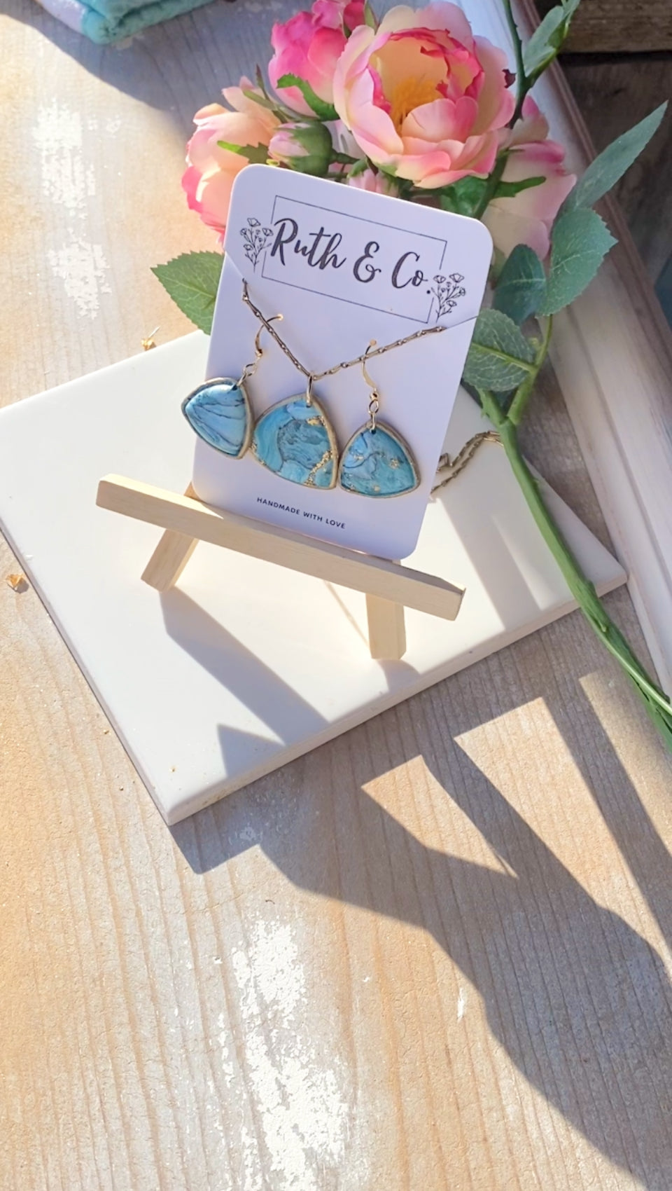 “Faux Turquoise Tides” – Handmade Lightweight Polymer Clay Earrings