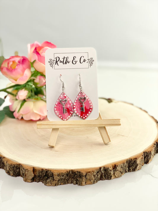 Key to My Heart Polymer Clay Earrings