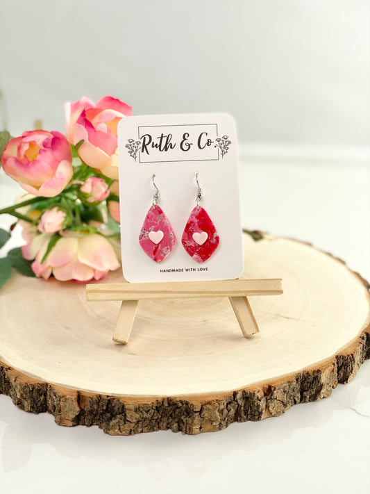 All Heart Marbleized Polymer Clay Earrings