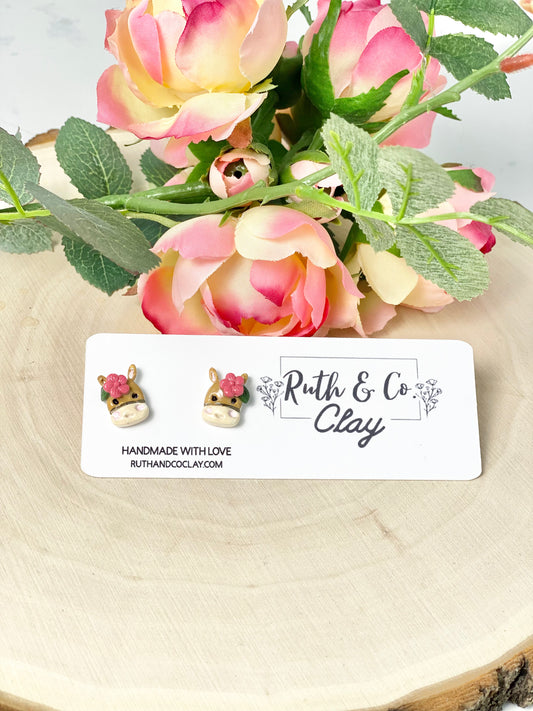 Honey the Horse Dainty Stud Polymer Clay Earrings