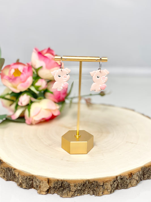 Gracie the Pig Polymer Clay Earrings